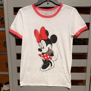 Disney Women’s Minnie Mouse White Ringer T-Shirt